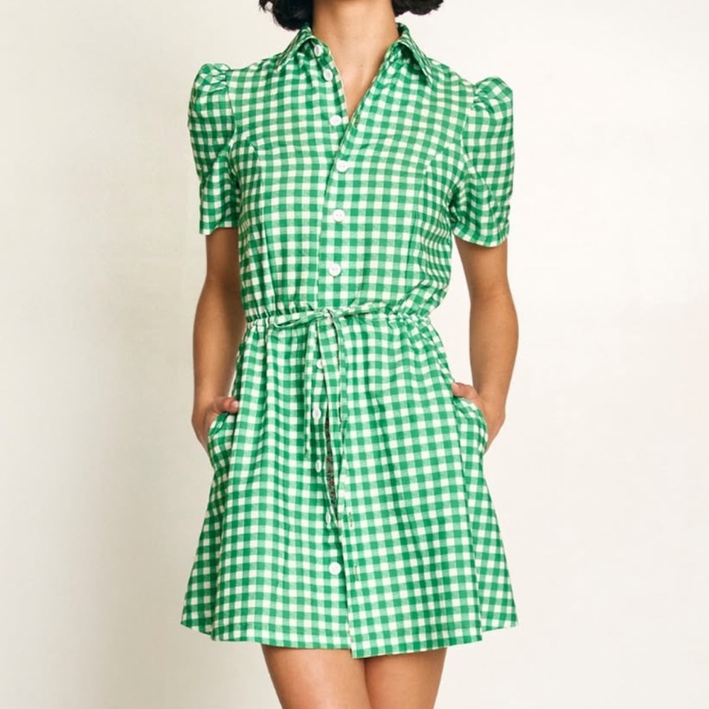 Byrdie Golf Green Gingham Dress with Floral Shorts